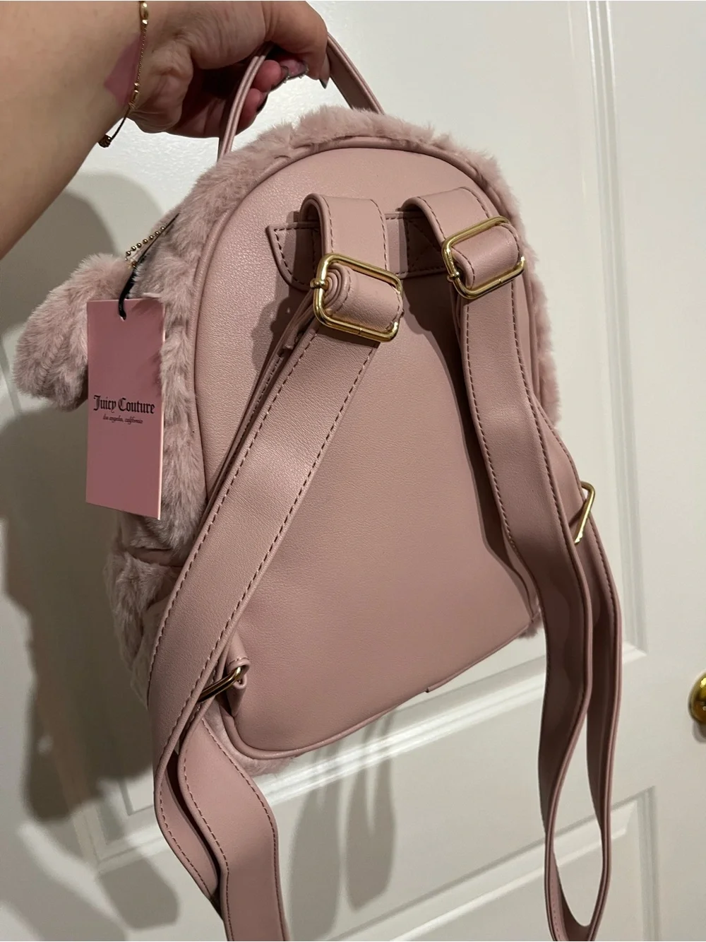 NWT! Juicy Couture Let's get Cozy Furry Backpack Dusty Blush